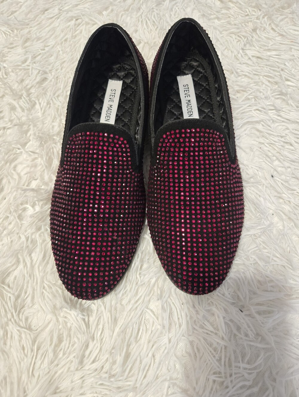 Steve Madden Burgundy Crystal Embellished Loafers